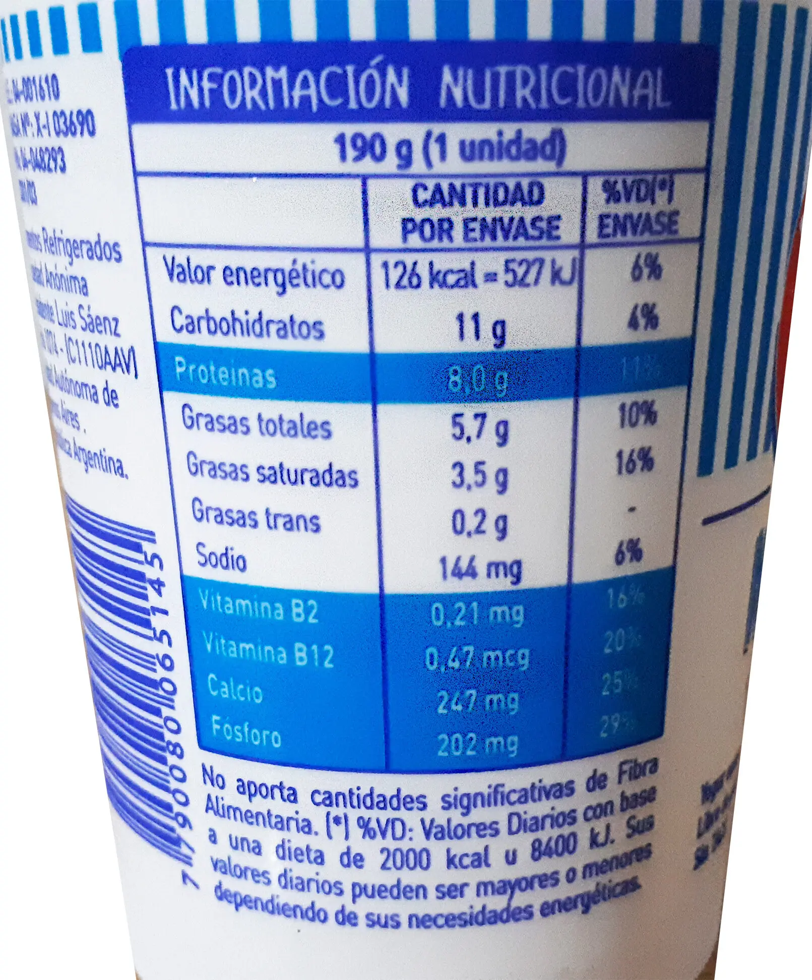 yogur yogs informacion nutricional - Cuántas calorías tiene un yogur natural sin azúcar