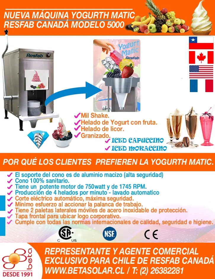 maquina de helados yogen fruz - Cuánto consume una máquina de helados